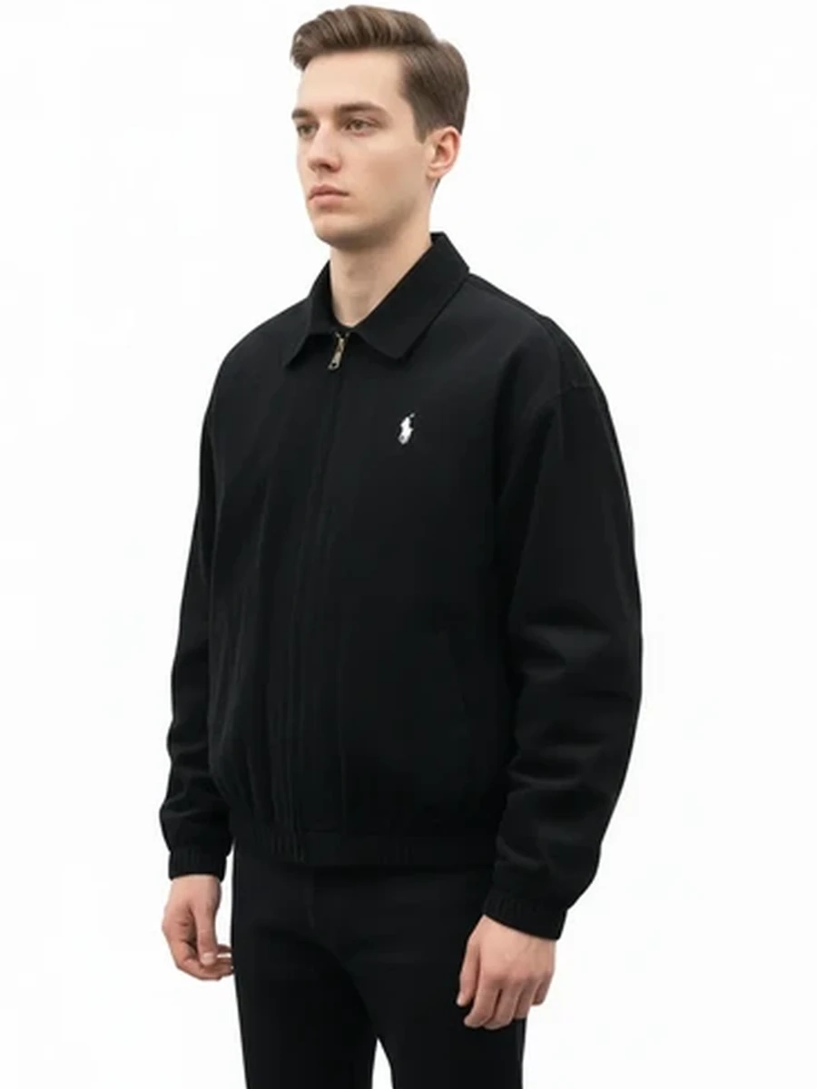 Мужская вельветовая куртка-бомбер Polo Ralph Lauren черная демисезонная на молнии
