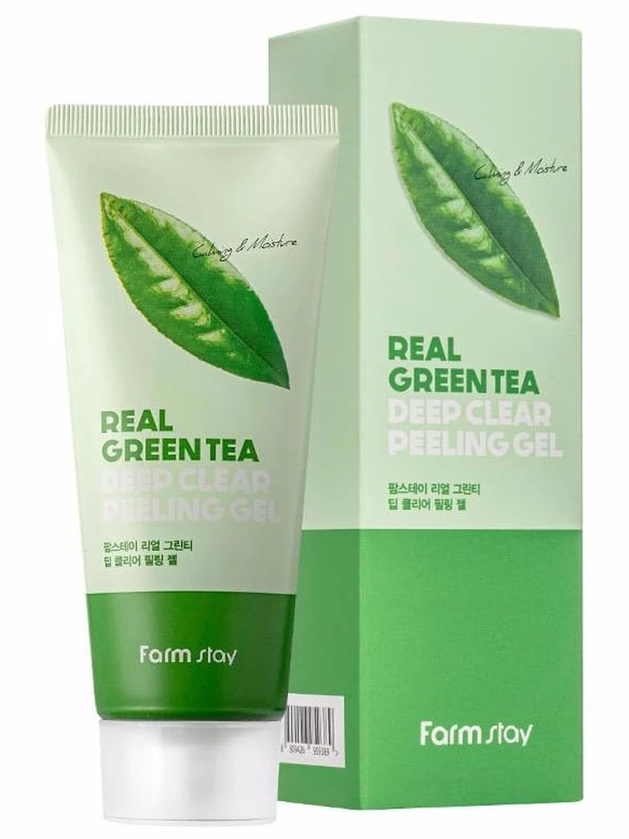 FarmStay Пилинг-скатка для лица с зеленым чаем Real Green Tea Deep Clear Peeling Gel 100мл