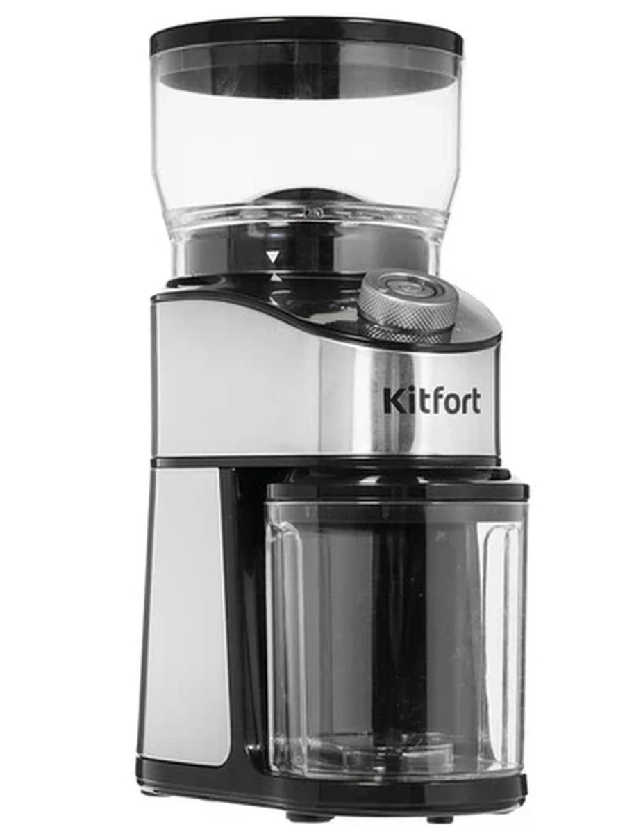 Кофемолка электрическая Kitfort KT-744 [жернова, 200 Вт, вместимость - 160 г, серебристый]