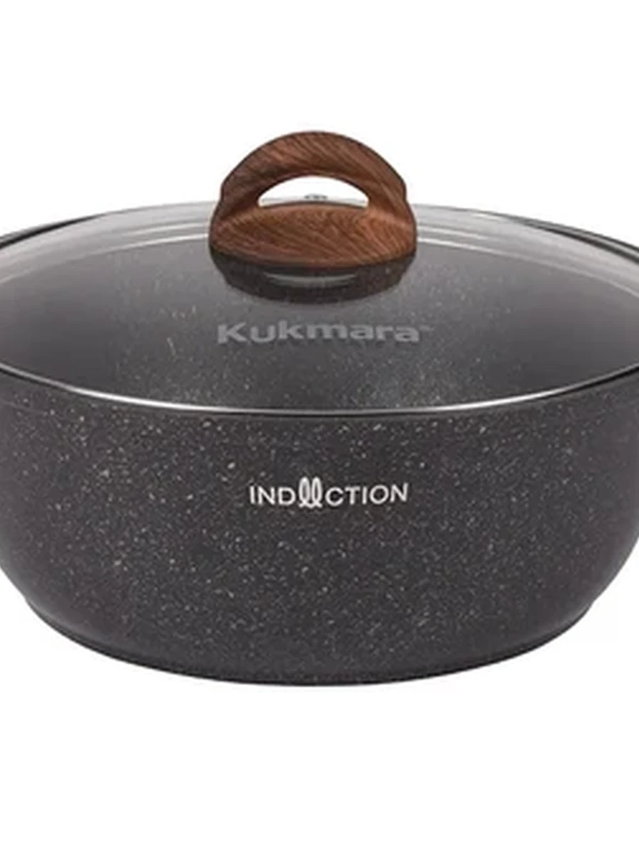 Кастрюля-жаровня Kukmara 4л со стеклянной крышкой, АП линия Granit Ultra Induction (original)