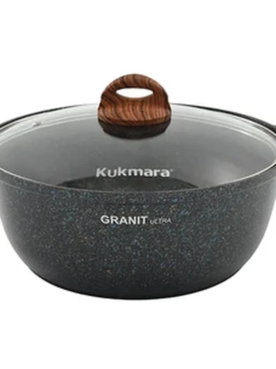 Кастрюля-жаровня Kukmara 4л со стеклянной крышкой, АП линия «Granit Ultra» (Blue)