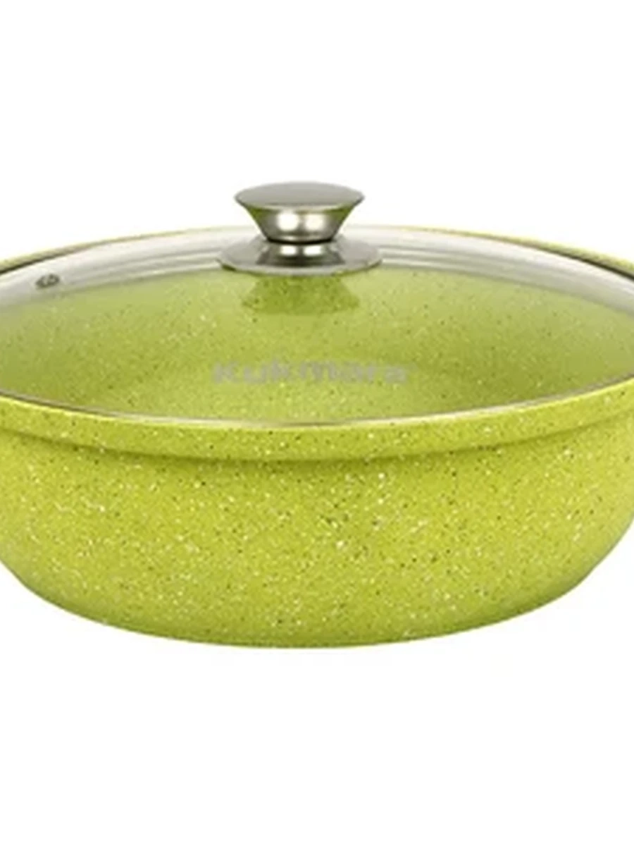 Кастрюля-жаровня Kukmara 3л со стеклянной крышкой, АП линия Trendy style (Lime)