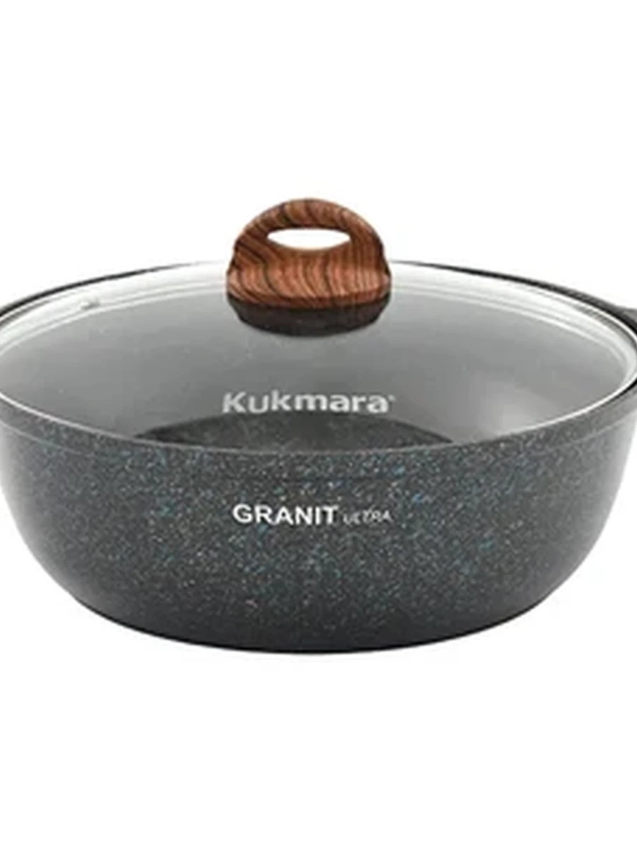 Кастрюля-жаровня Kukmara 3л со стеклянной крышкой, АП линия «Granit Ultra» (Blue)