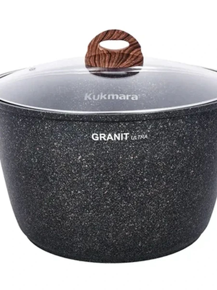 Кастрюля Kukmara 10л со стекл. крышкой, АП линия Granit ultra (Blue)