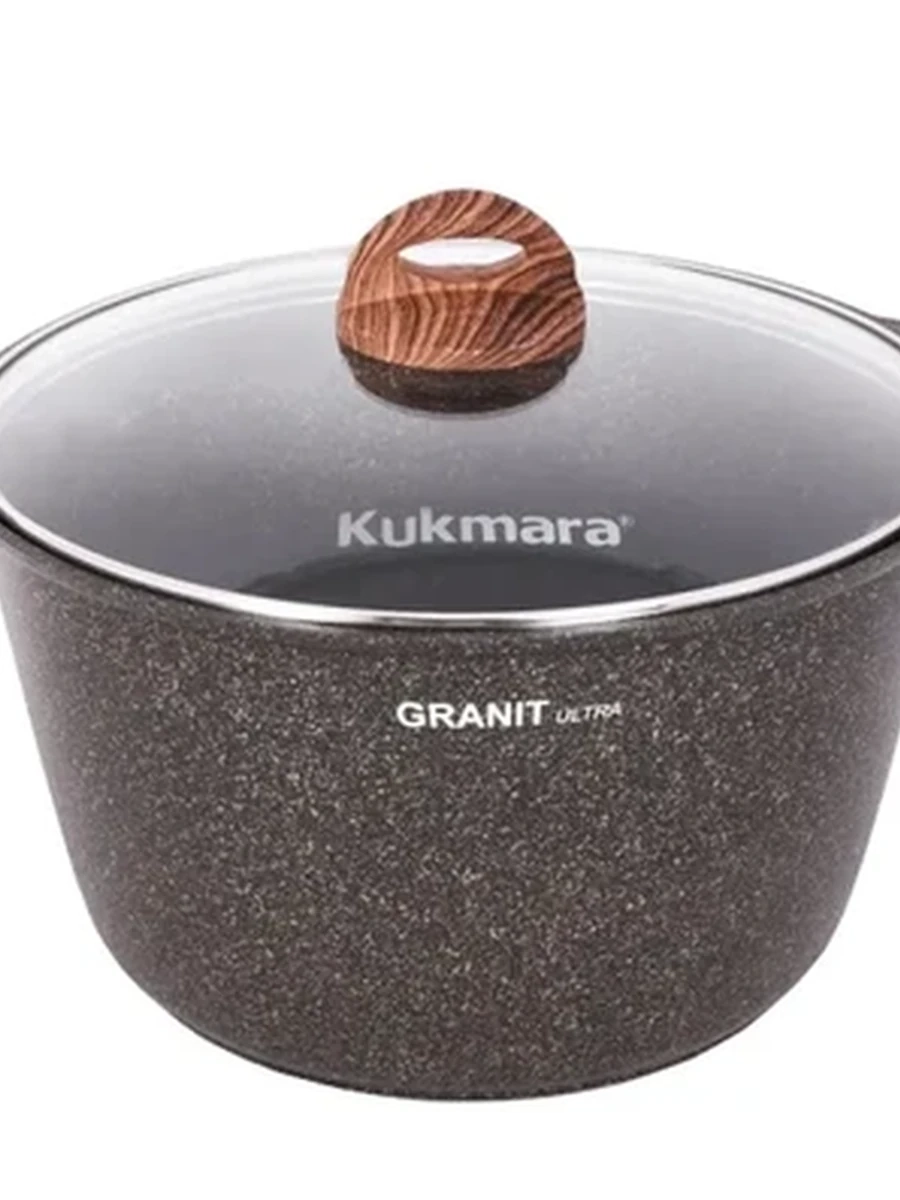 Кастрюля Kukmara 8л со стекл. крышкой, АП линия Granit ultra (Original)