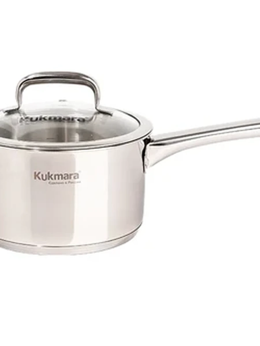 Ковш Kukmara из нержавеющей стали 1,8л со стеклянной крышкой, линия Leon