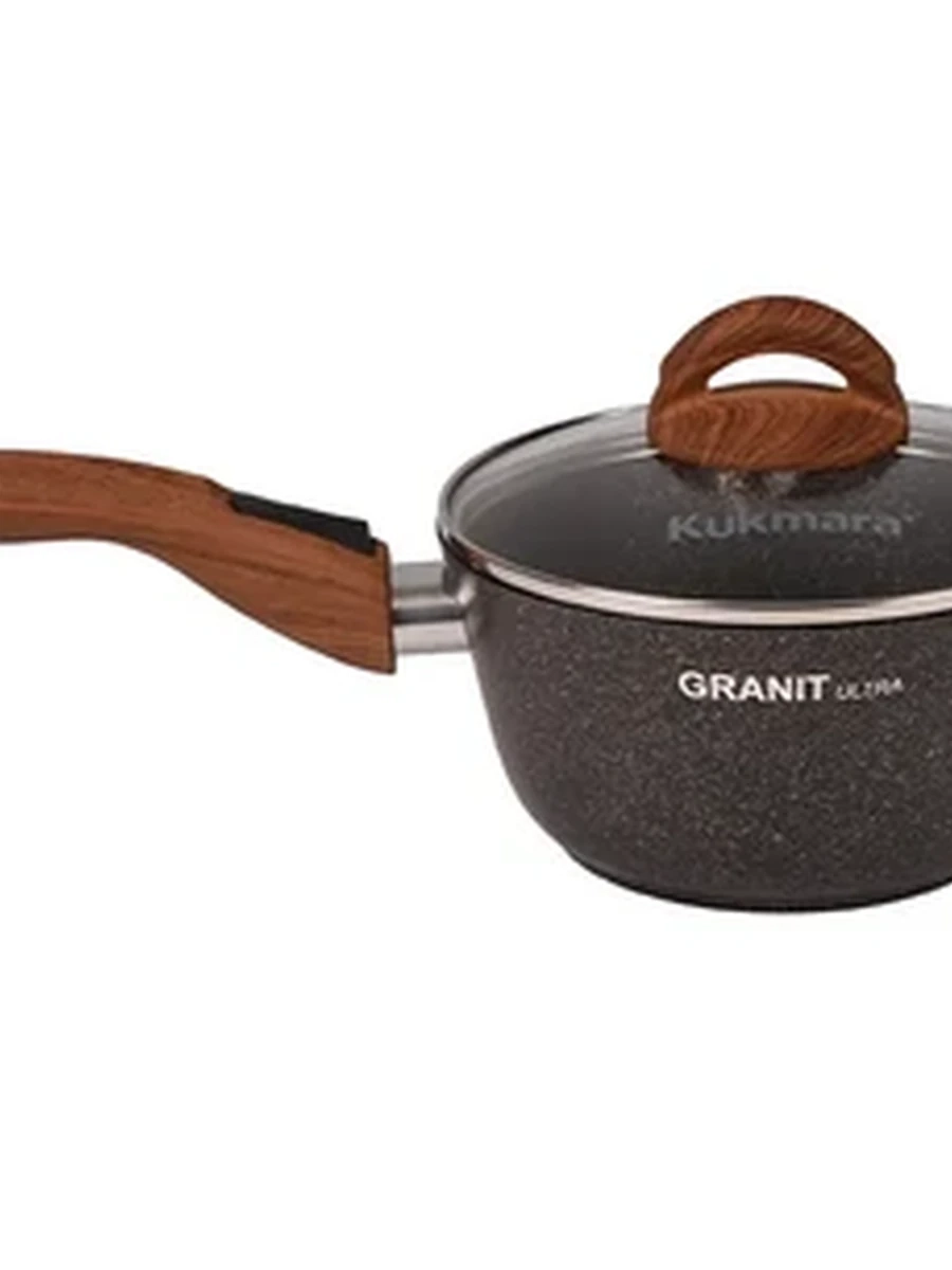 Ковш Kukmara 1,5л с носиком со съемной ручкой, со стекл. крышкой, АП линия Granit Ultra (original)