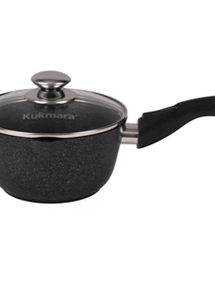 Ковш Kukmara 1,5л с носиком со съемной ручкой, со стекл. крышкой, АП (темный мрамор)