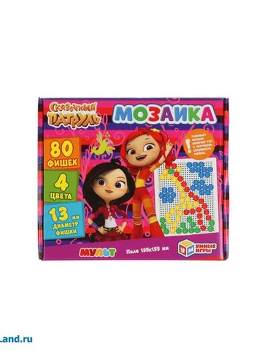 Мозаика пластиковая /Умка/ Сказочный патруль 80 фишек, 4 цвета