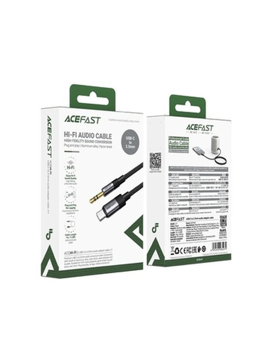 ACEFAST J11 USB-C to 3.5mm audio adapter cable,black