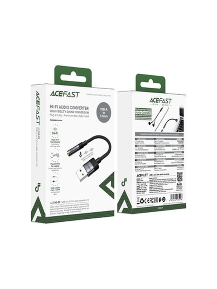 Переходники ACEFAST J13 USB-A to 3.5mm audio converter,black