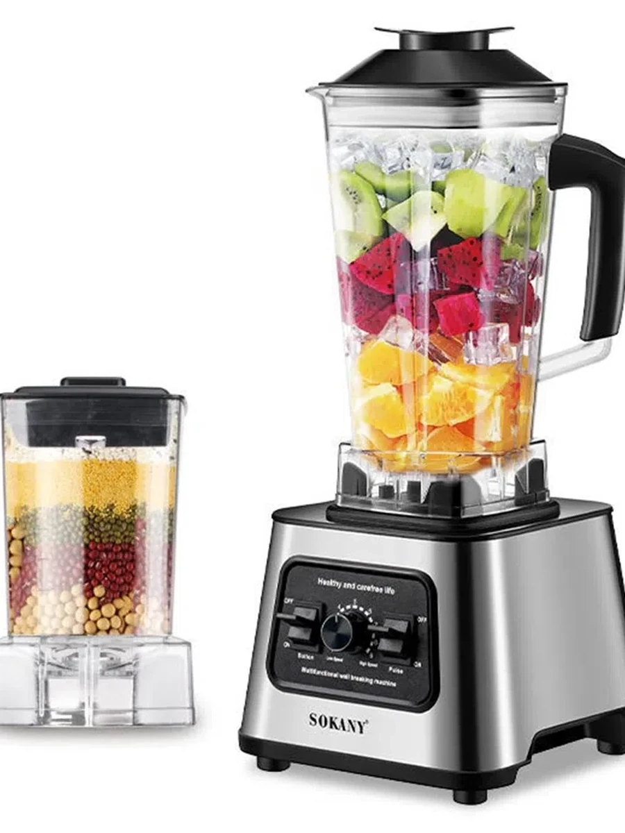 Профессиональные кухонные блендеры SK999, моторный блендер для смузи мощностью 6000 Вт со столешницей из нержавеющей стали для коктейлей и смузи