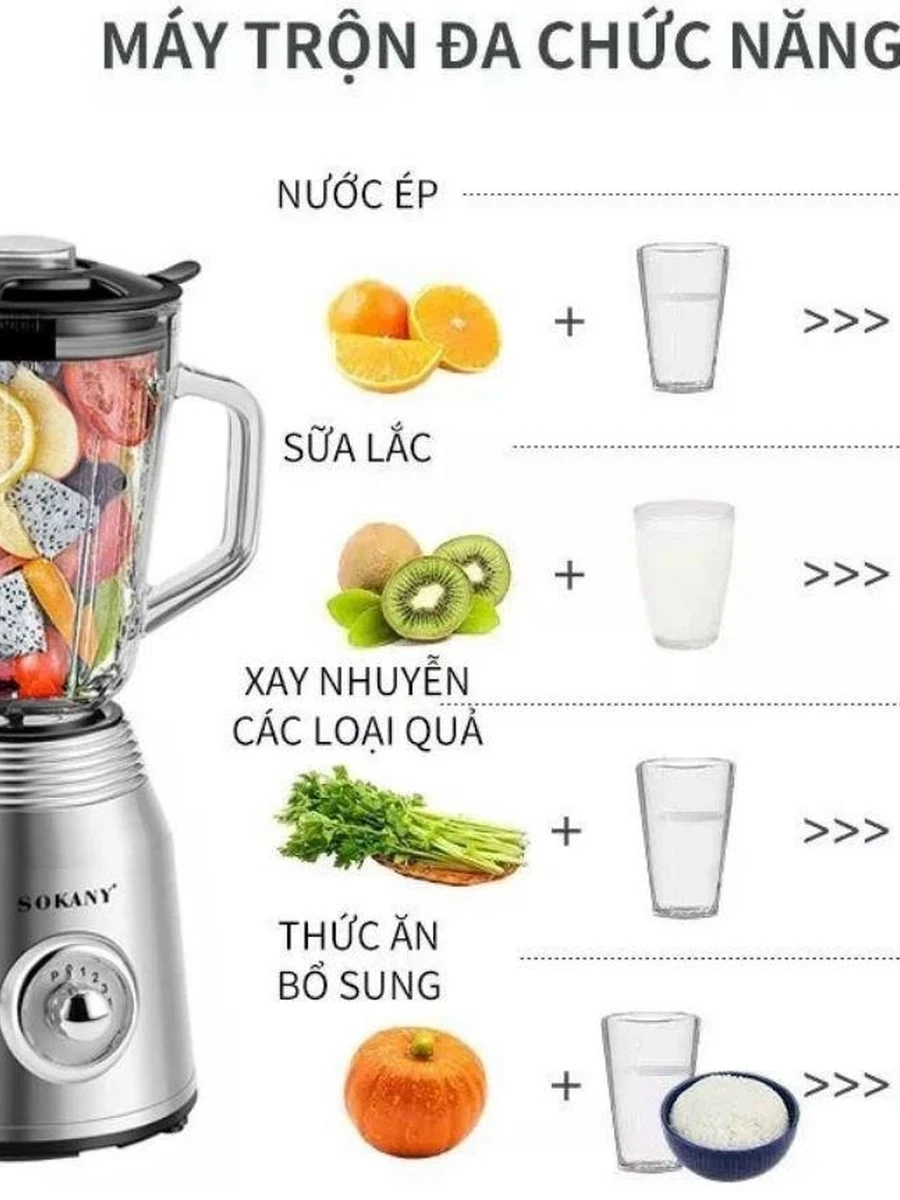 Многофункциональный блендер 2в1/SK- 186 /Объем 1,5 л/ 800 ВТ/powerful Blender/серебристый