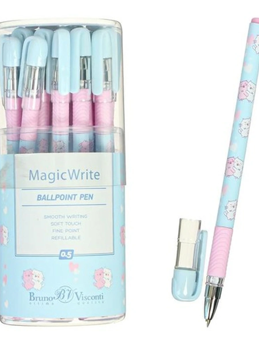 РУЧКА "MagicWrite. Обнимашки. Котята" ШАРИКОВАЯ, 0.5 ММ, СИНЯЯ