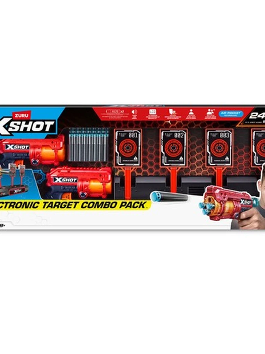 Zuru XSHOT Excel Series - 2 бластера Fury 4 с электронными мишенями, 24 стрел
