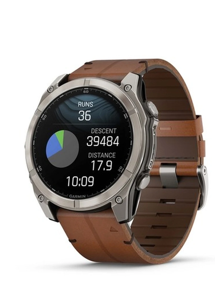 FENIX 8 - 43 MM AMOLED SAPPHIRE SOFT GOLD STAINLESS STEEL WITH FOG GRAY LEATHER BAND PLUS FOG GRAY/DARK SANDSTONE SILICONE BAND (2 РЕМЕШКА)