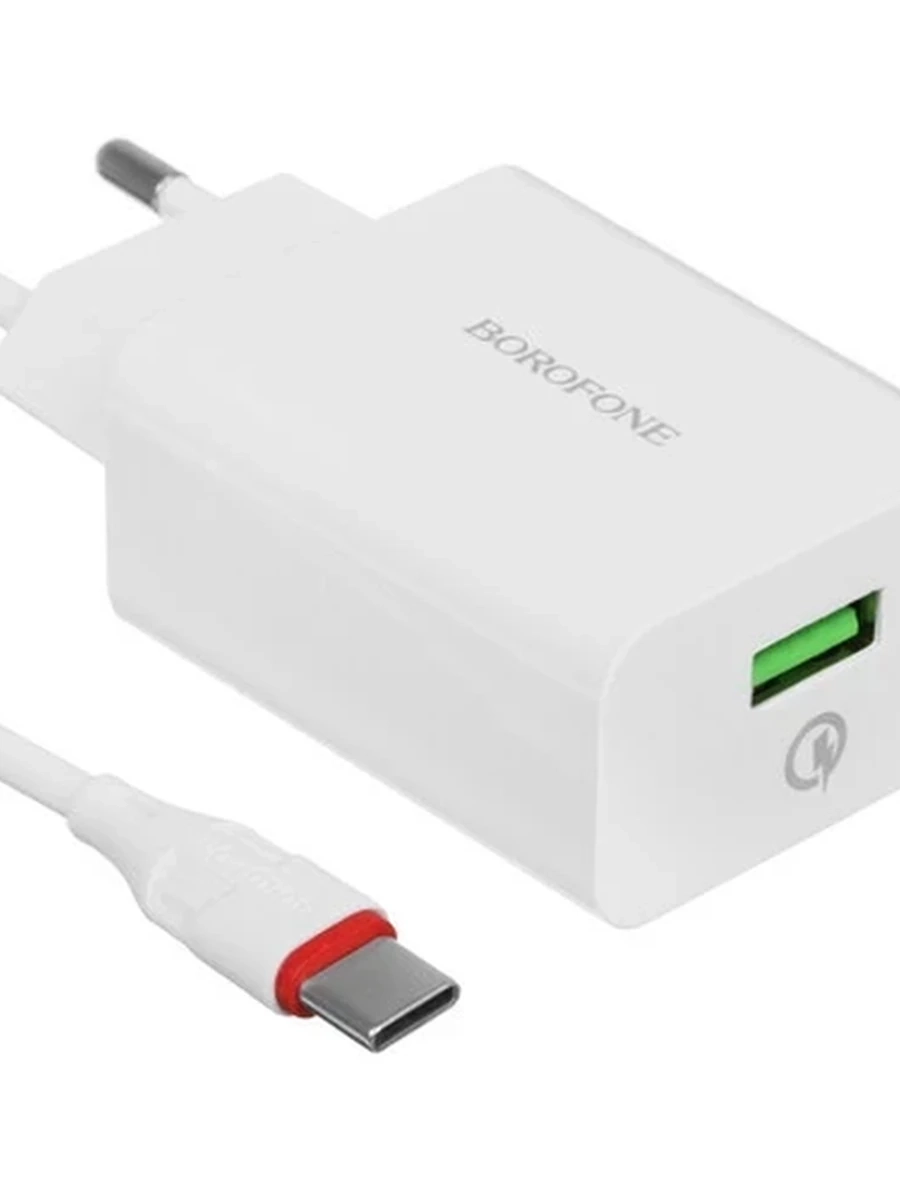 СЗУ 1USB 3.0A QC3.0 быстрая зарядка для Type-C Borofone BA21A 1м белый