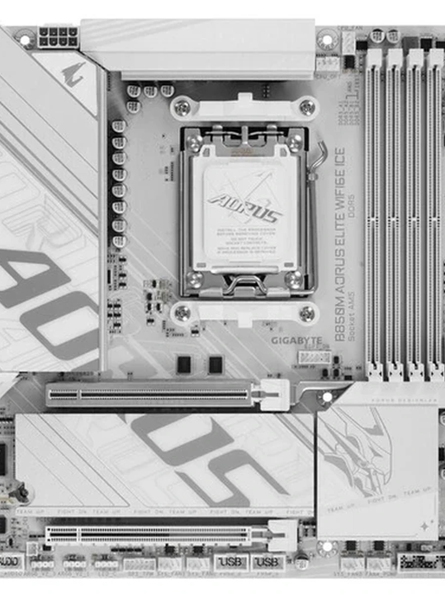Плата Gigabyte AM5 B850 B850M AORUS ELITE WF6E ICE 4xDDR5 PCI-Ex16 SATA3 M2 USB3.2 WIFI mATX