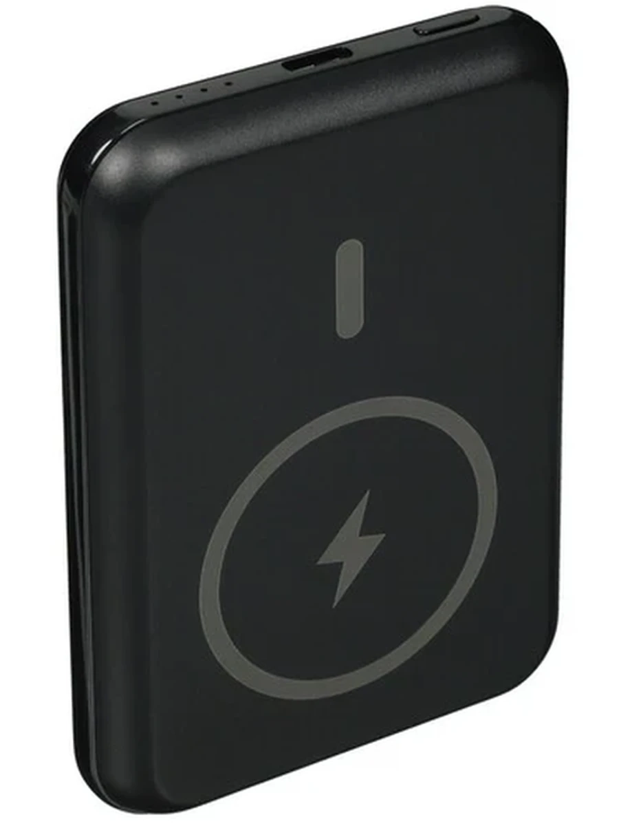 Портативный аккумулятор 5 000 mAh FinePower Magnet (10,5W, USB-C (in/out), Li-pol, пластик, черный)
