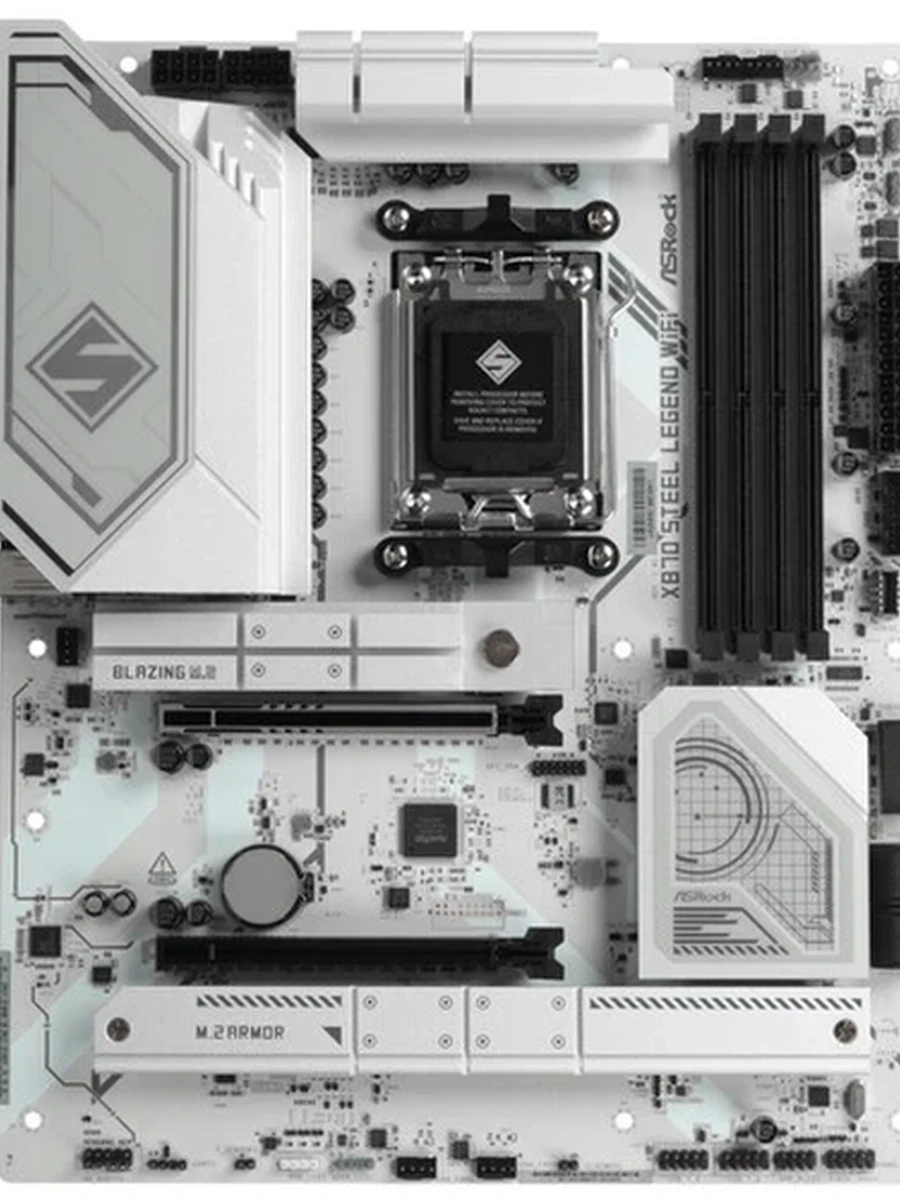 Плата ASRock AM5 X870 X870 STEEL LEGEND WIFI 4xDDR5 PCI-Ex16 Gen5 HDMI 4xSATA3 3xM2 (1xGen5) 2xUSB4 WIFI7 ATX