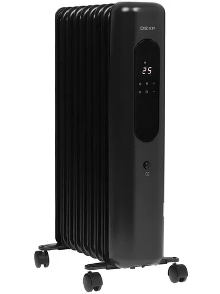 Маслонаполненный радиатор DEXP OH-2009EB черный [2000 Вт, 20 м², секций: 9, дисплей]