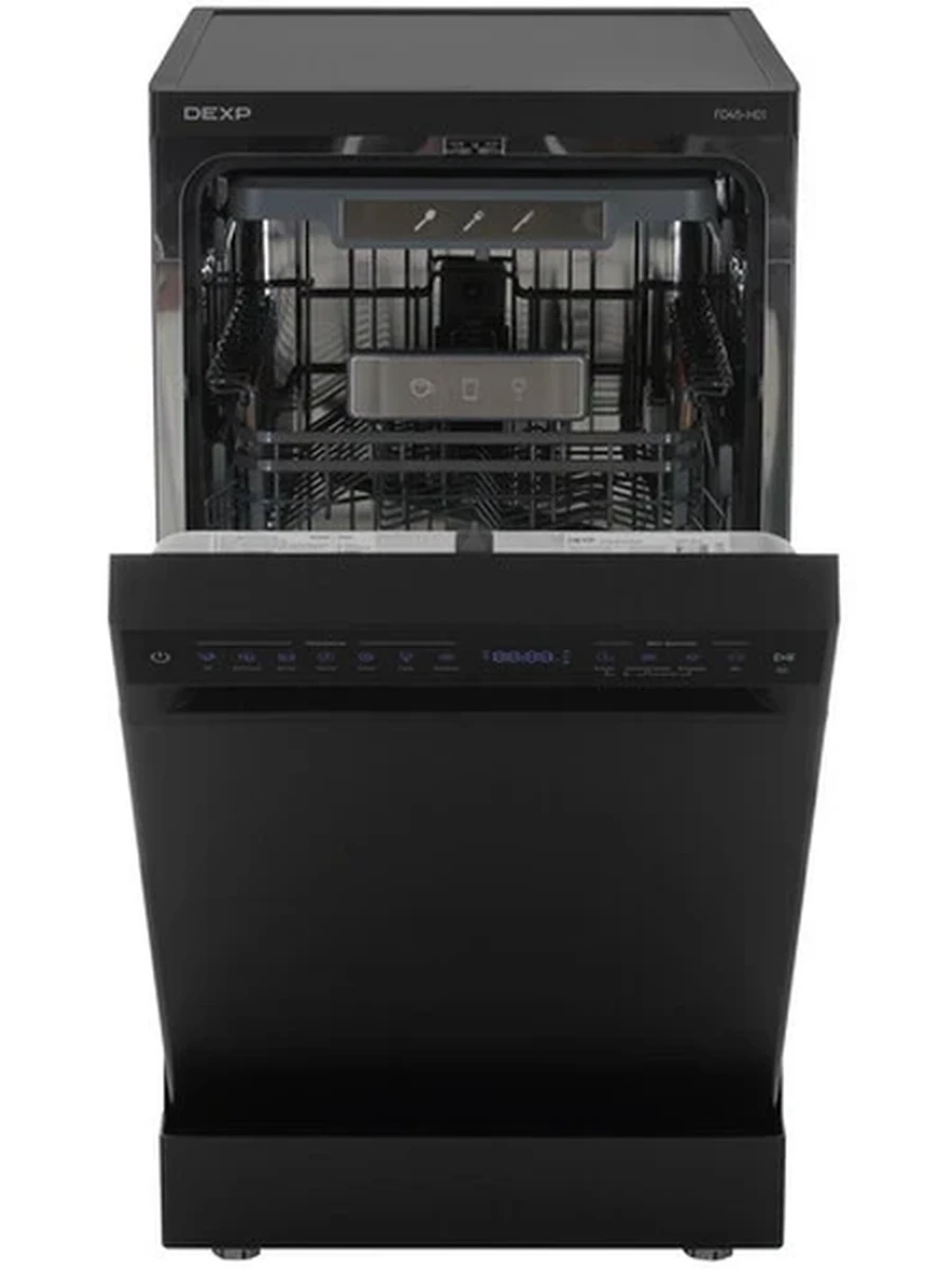 Посудомоечная машина DEXP FD45-H01 [45 см, 3 корз., 10 компл., инвертор, 1/2 загр., черный]