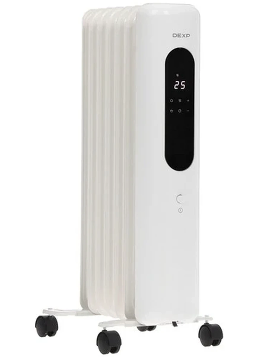 Маслонаполненный радиатор DEXP OH-1507EW белый [1500 Вт, 15 м², секций: 7, дисплей]