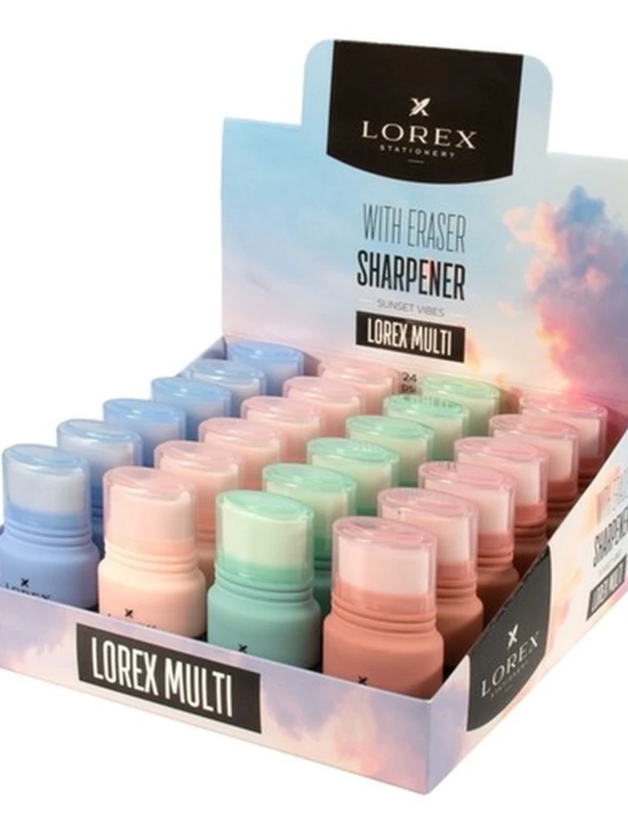 Точилка LOREX MULTI SUNSET VIBES с контейнером и ластиком
