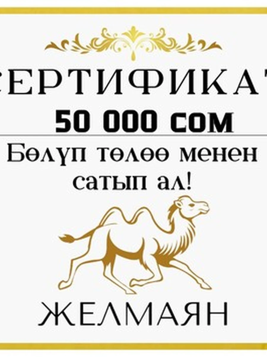 Сертификат на покупку от магазина "Желмаян" на сумму 50 000 сом