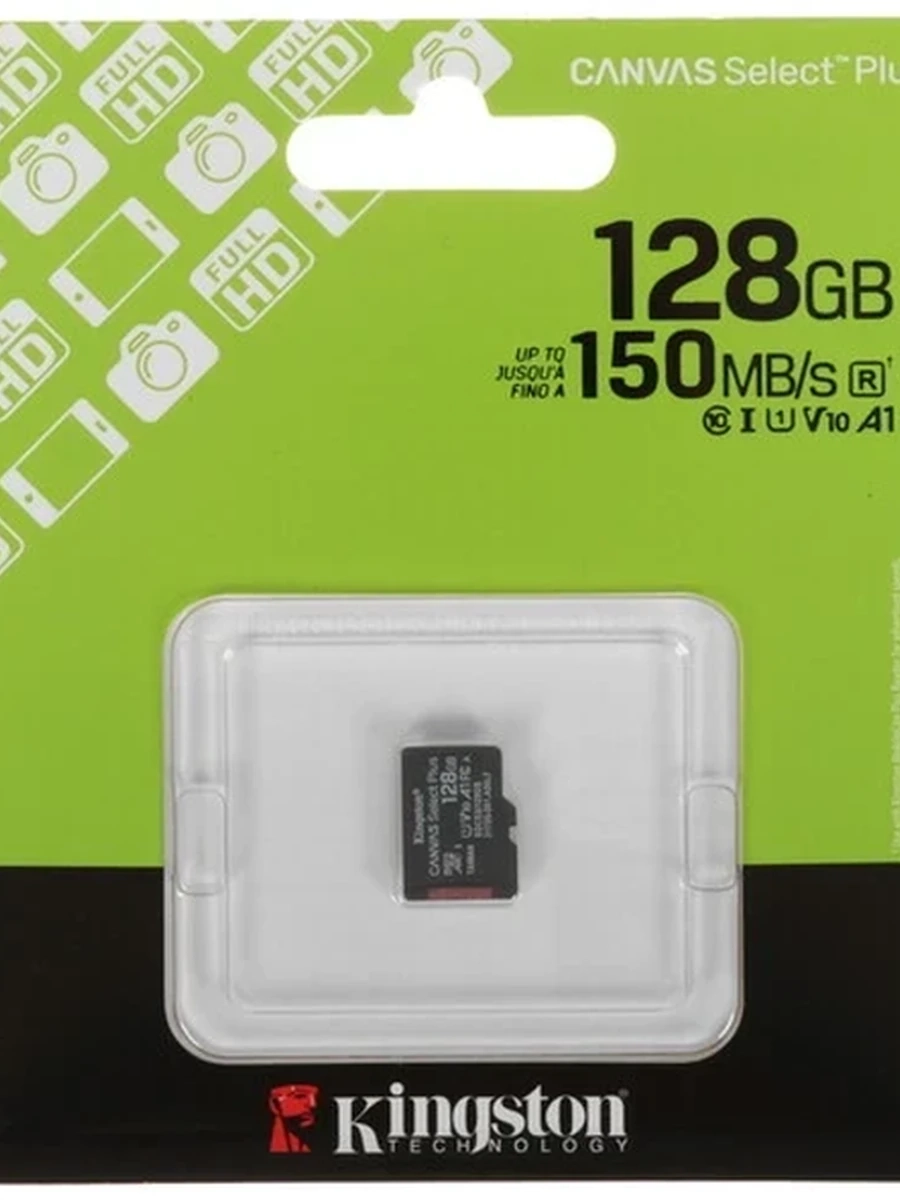 Карта памяти Kingston Canvas Select Plus [microSDXC, A1, 128GB, 150Mb/c]