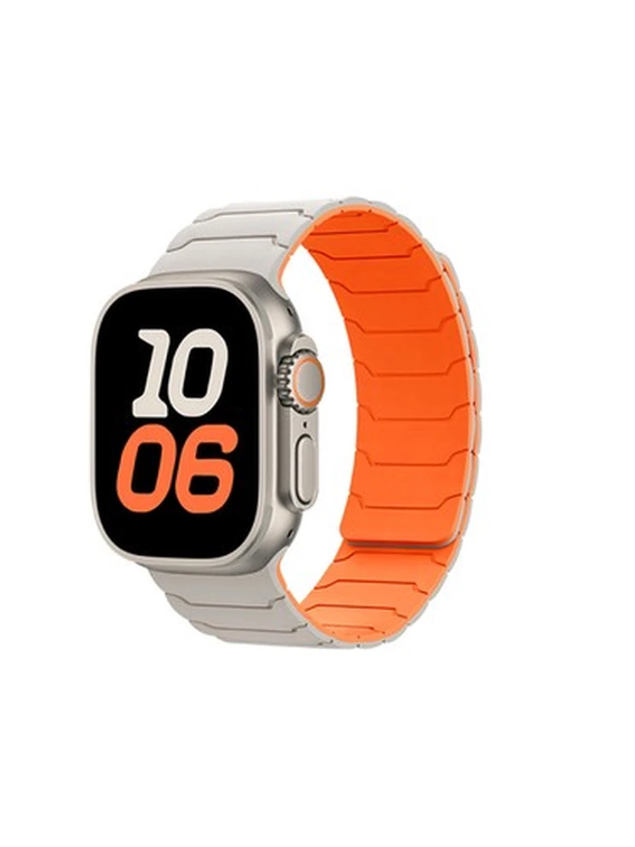 Ремешки HOCO iWatch WA39 Flexible series magnetic silicone strap(44/45/46/49mm)starlight with orange