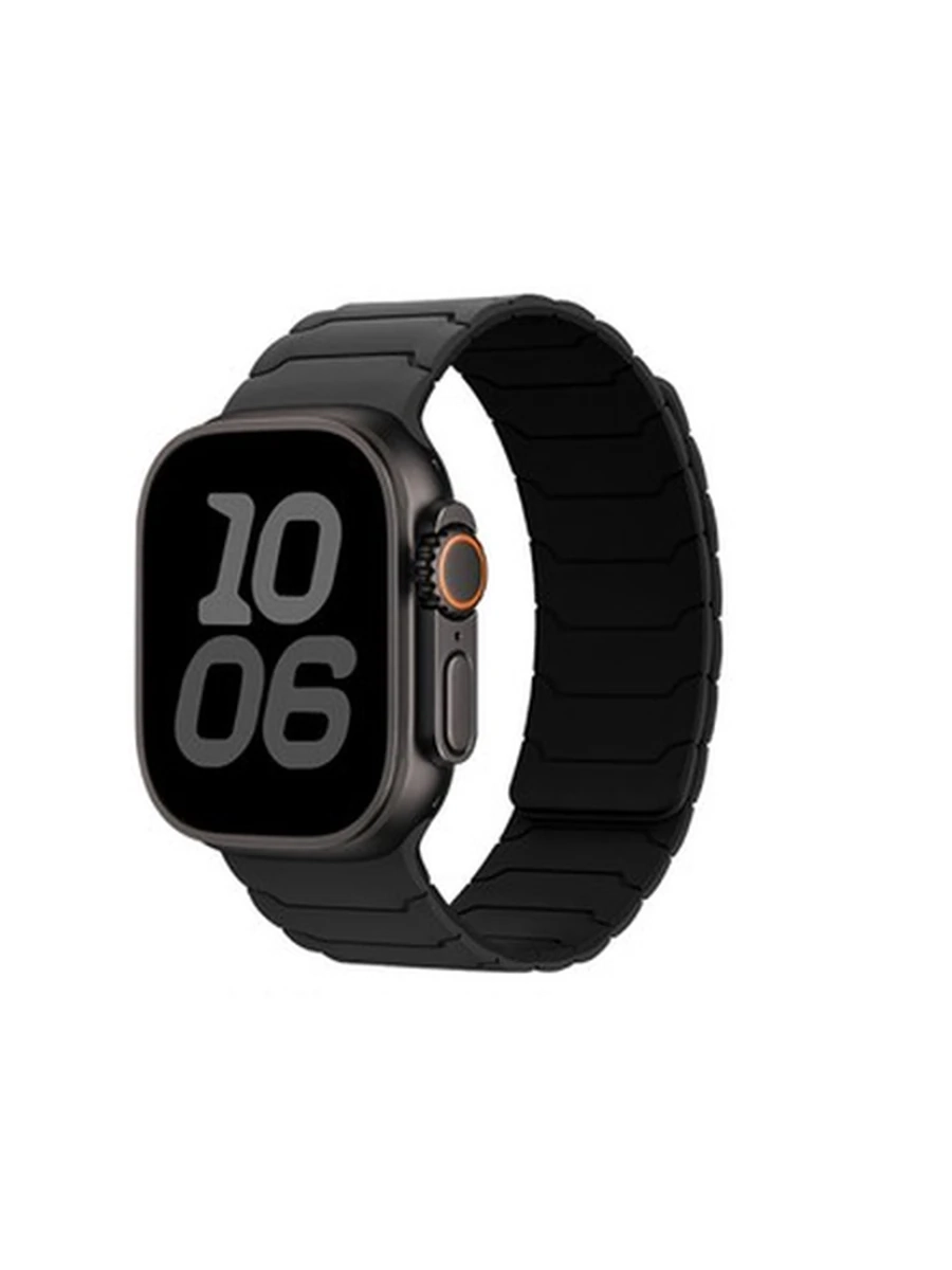 Ремешки HOCO iWatch WA39 Flexible series magnetic silicone strap(44/45/46/49mm)coal black with black