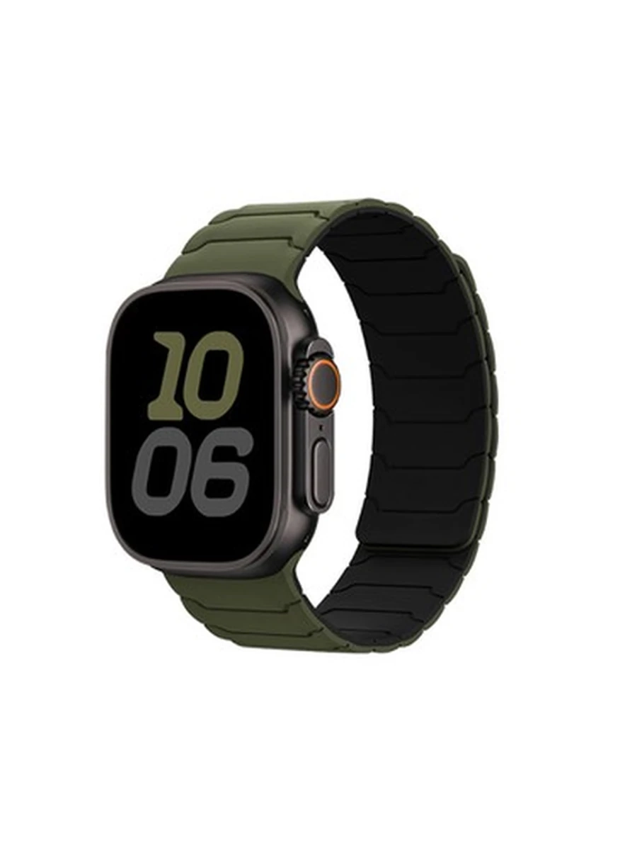 Ремешки HOCO iWatch WA39 Flexible series magnetic silicone strap(44/45/46/49mm)army green with black