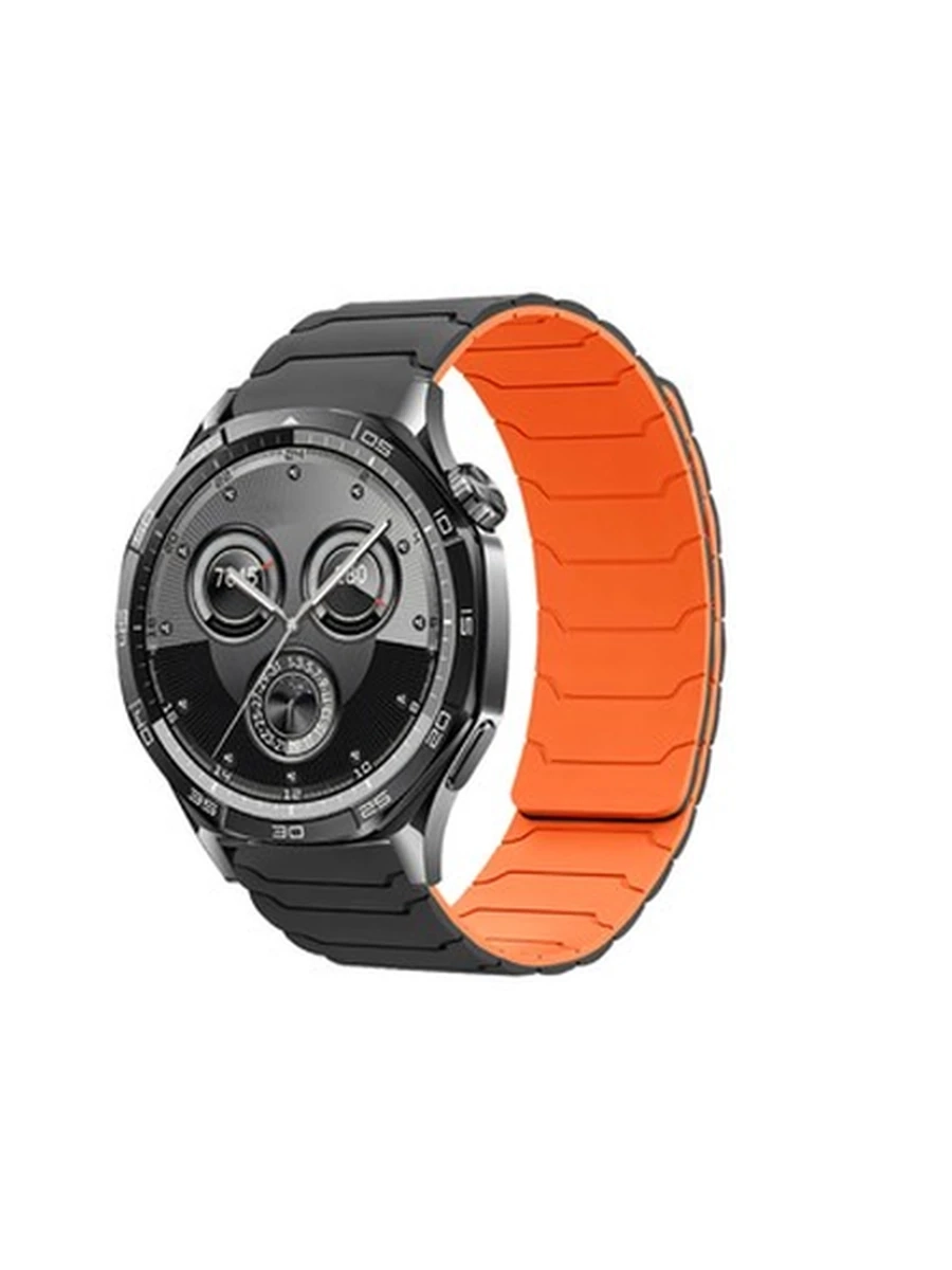 Ремешки HOCO WH21 Flexible series magnetic silicone strap(22mm) black with orange