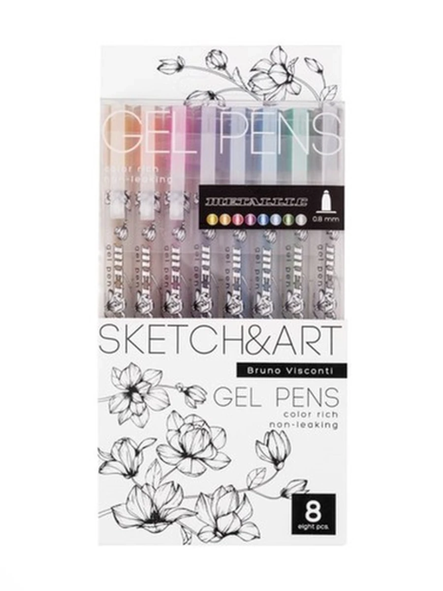 НАБОР ГЕЛЕВЫХ РУЧЕК Sketch&Art "Uni Write.METALLIC",  0.8 мм, 8  цветов