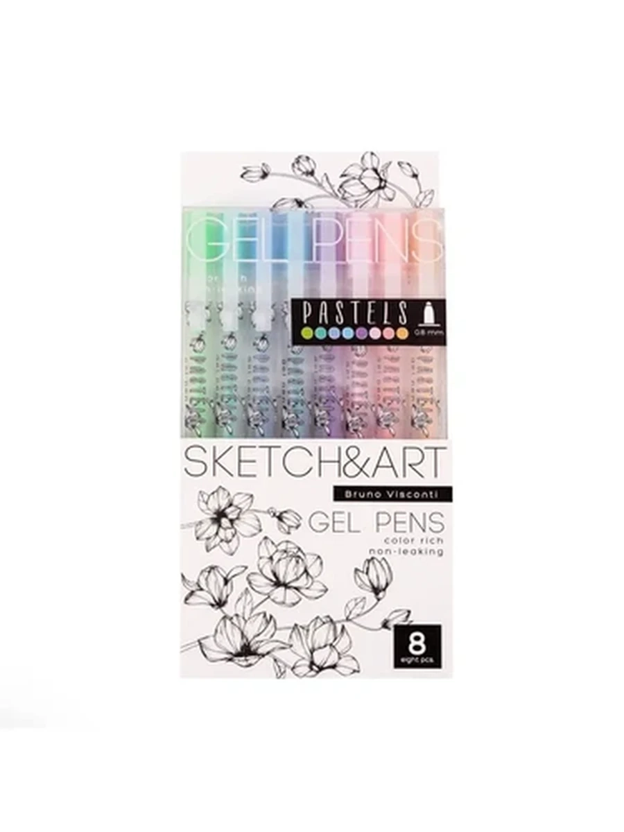 НАБОР ГЕЛЕВЫХ РУЧЕК Sketch&Art "Uni Write.PASTELS",  0.8 мм, 8  цветов