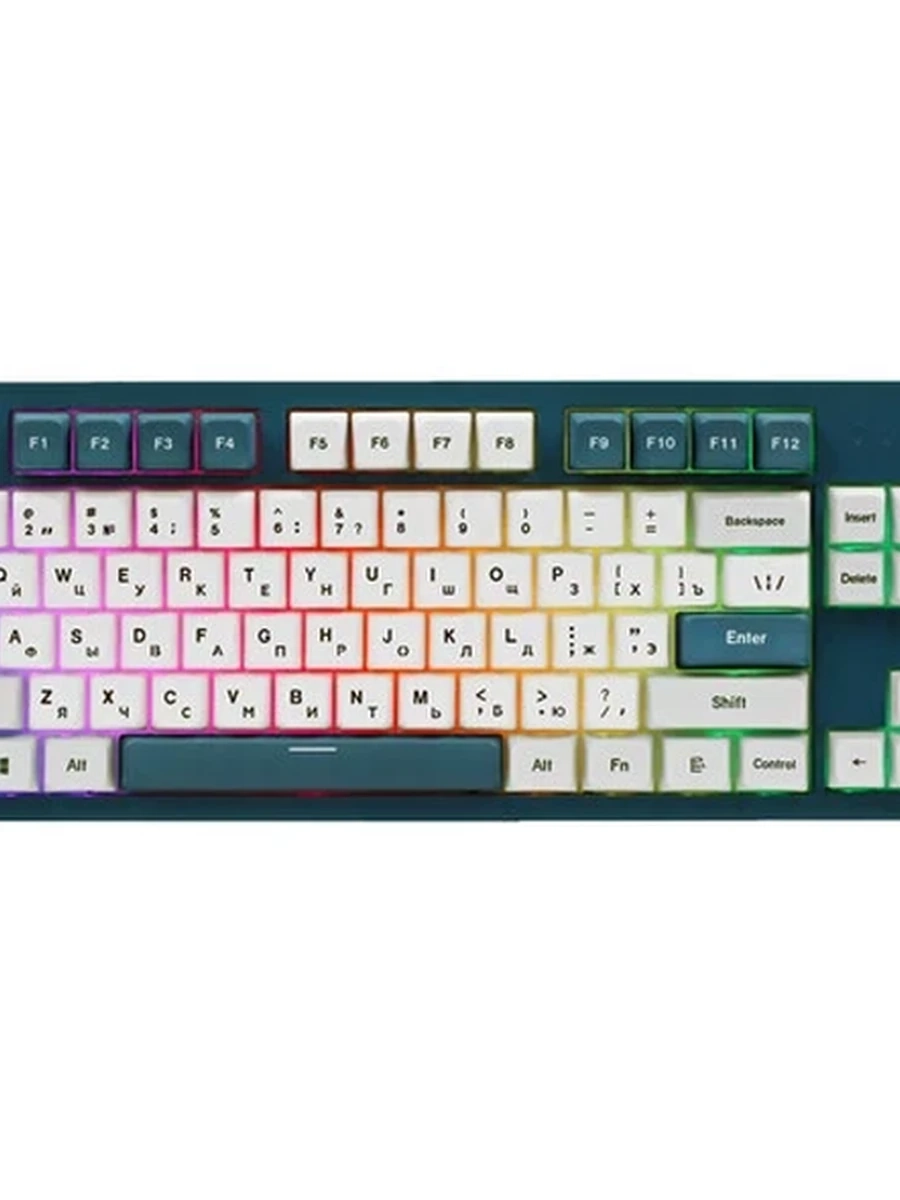 Клавиатура проводная Montech Mkey 87 Freedom (MK87FY) [механика, Gateron Yellow, 85кл, PBT, hot swap,RGB] Зелено-белая