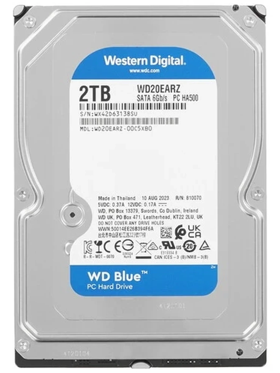 Жесткий диск SATA-3 2Tb WD Blue 5400rpm [WD20EARZ] Cache 64MB EU/CN