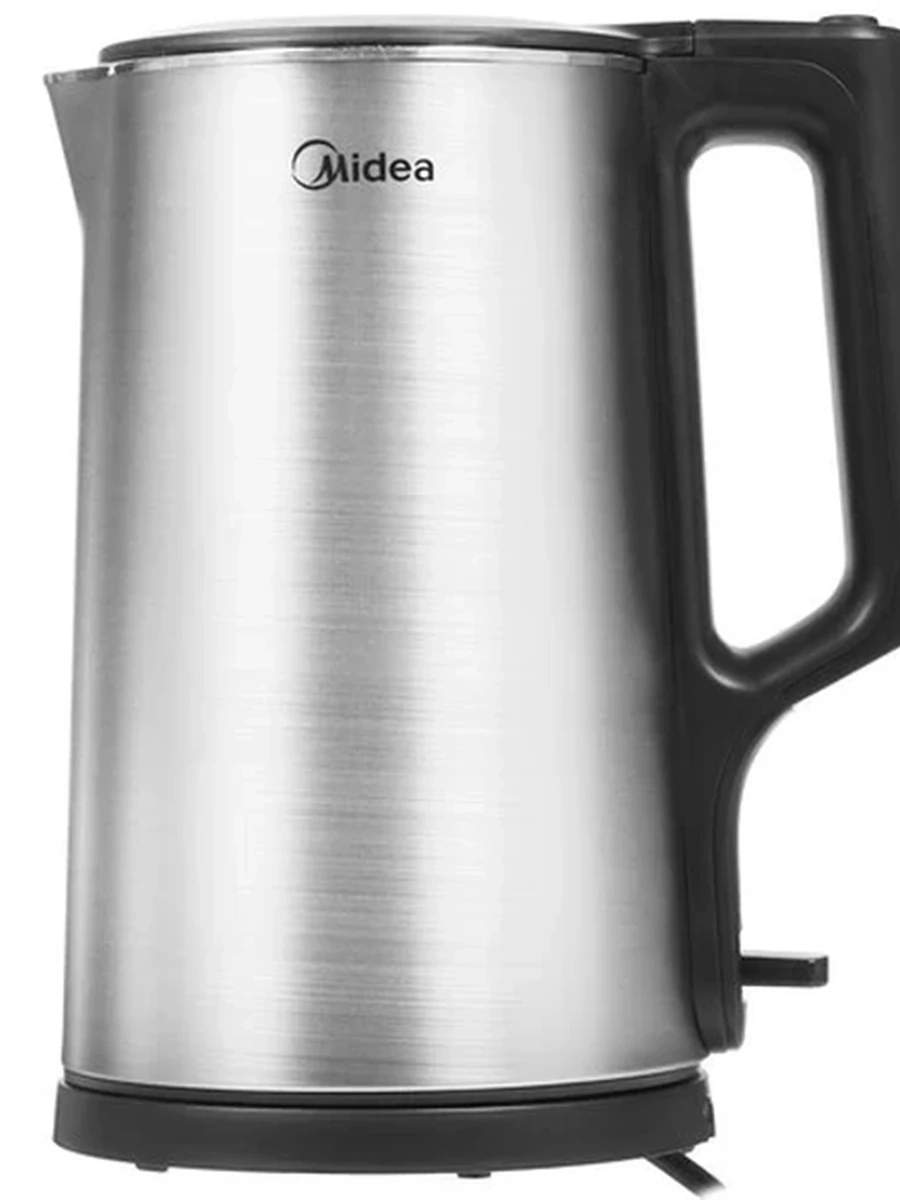Электрочайник Midea MK-8064 [нержавеющая сталь, 1.7 л, 2200 Вт, скрытый нагревательный элемент, двойные стенки, серебристый, черный]