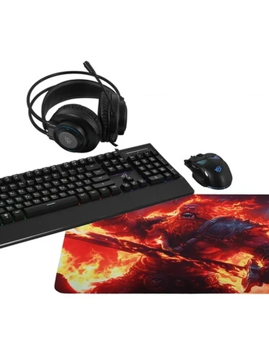 Игровой набор DEXP Rampage X (клавиатура+мышь+наушники+коврик) Черный