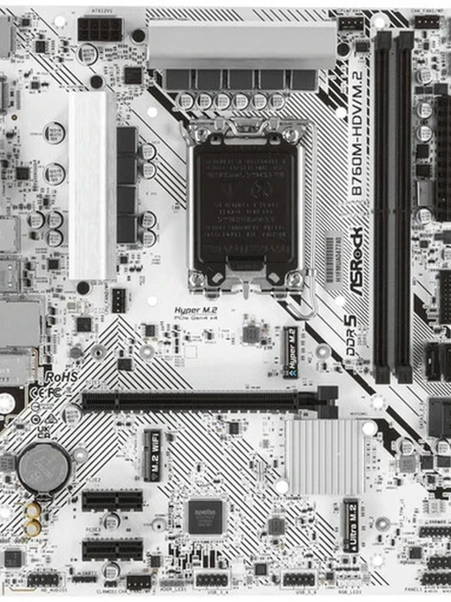Плата ASRock LGA1700 B760 B760M-HDV/M.2 2xDDR5 PCI-Ex16 DP/HDMI/DSub SATA3 2xM2 USB3.2 Gen1 Type-C mATX