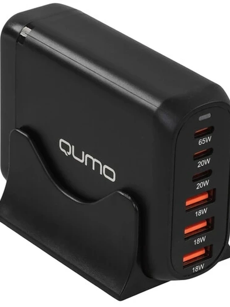 Сетевое зарядное устройство Qumo Energy Charger GaN PD 120 Вт, 3 USB-A + 3 USB Type-C, (0120), черный