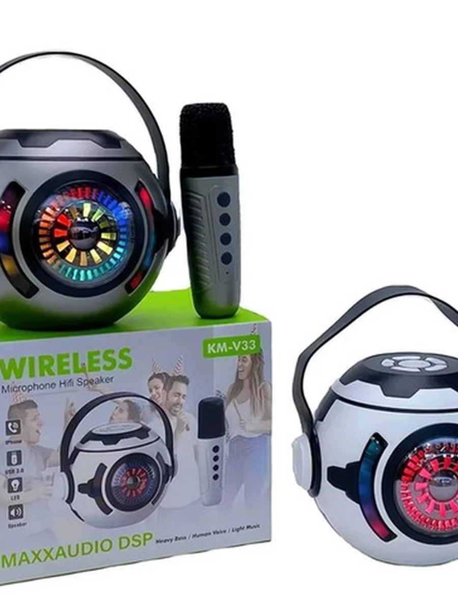 Колонка караоке WIRELESSKM-V33Microphone Hifi Speaker Black