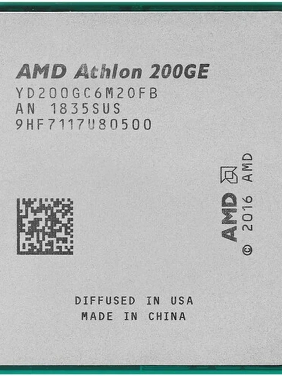 Процессор AMD Athlon 200GE 3.2GHz, 2C/4T, 4Mb L3, DDR4-2667, GPU Radeon Vega 3, TDP-35W, AM4, OEM [YD200GC6M2OFB]