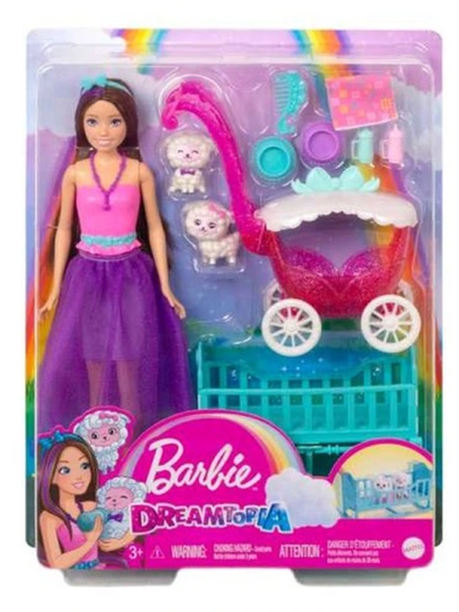 Кукла Шкипер и Развивающий Игровой набор с Ягнятами и коляской Barbie Dreamtopia