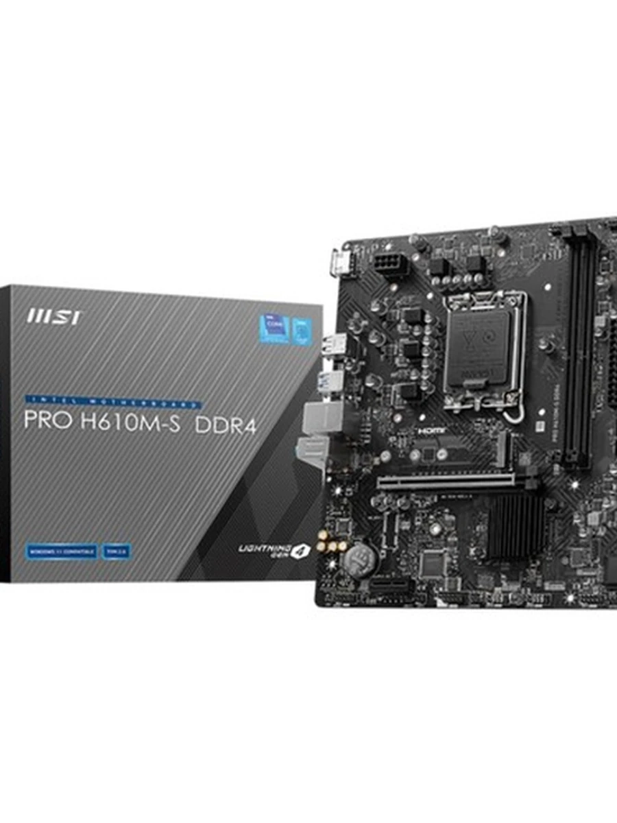 Материнская плата MSI PRO H610M-S DDR4 [LGA 1700, Intel H610, 2xDDR4-3200 МГц, 1xPCI-Ex16, 1xM.2, Micro-ATX]
