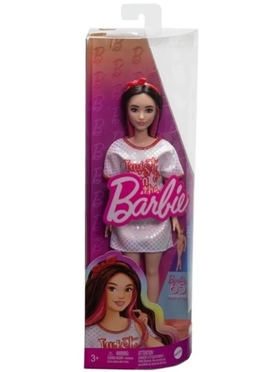 Кукла Barbie Модница в блестящем платье-футболке FBR37/HRH12