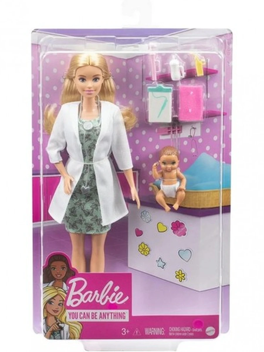 Кукла Barbie & Ken Профессии Кем быть? Педиатр c малышом пациентом GVK03