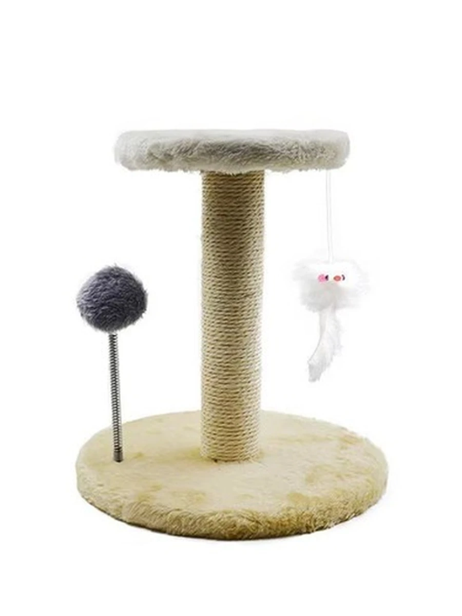 Когтеточка Лазалка для кошек Jump Cat. - Номер М Плотная доска, шпага, шелковая фланель бежевый 20*20*20 /PET-SWJ-059/ (ЭлЧин)