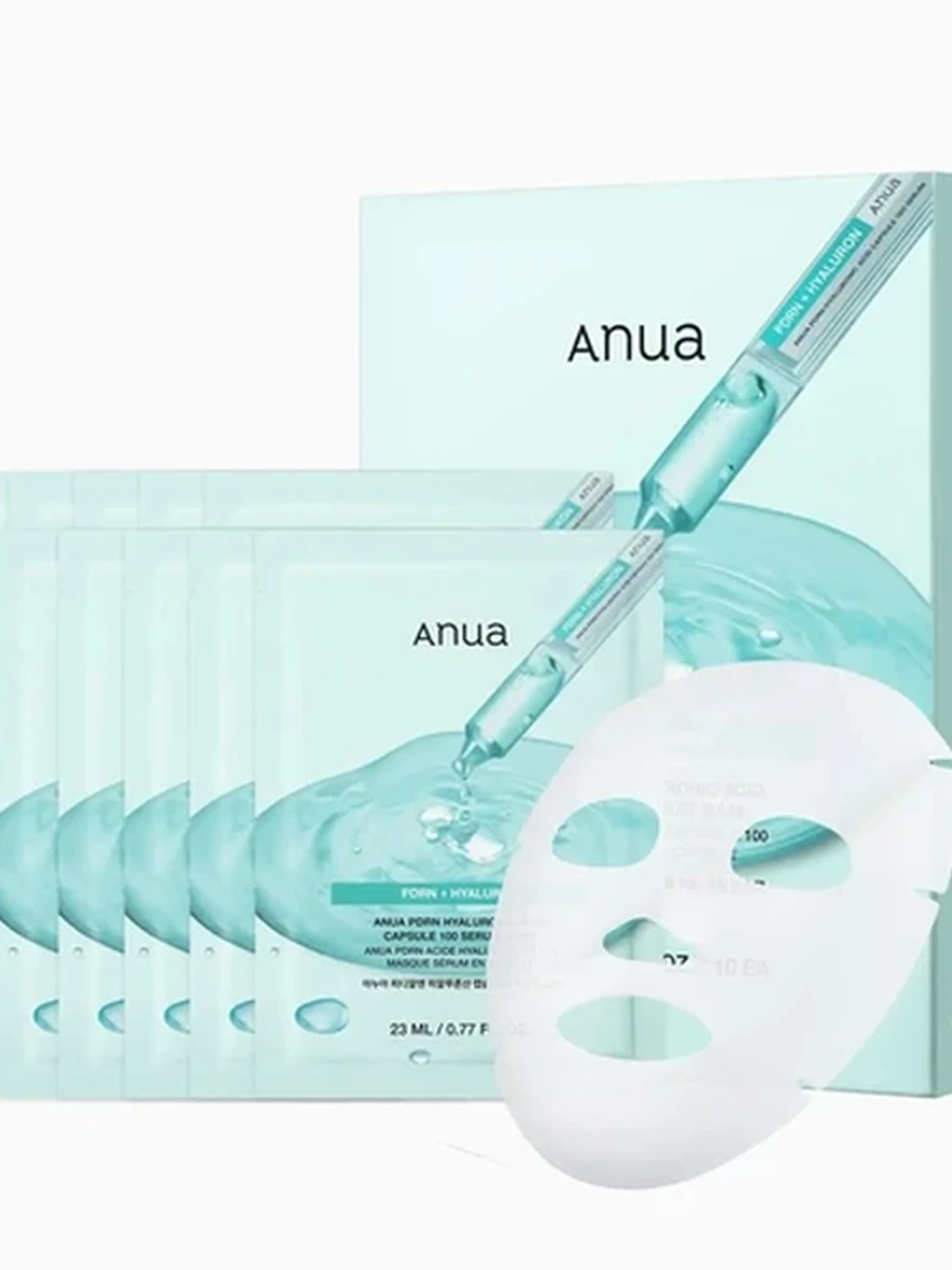 НАБОР ТКАНЕВЫХ МАСОК PDRN HYALURONIC ACID CAPSULE 100 SERUM MASK 23ML*10EA (ANUA)
